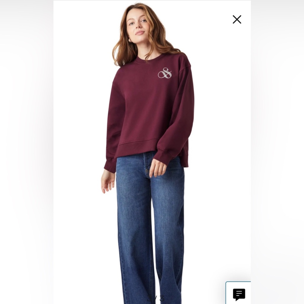 NWT SCOTCH & SODA graphic crew neck in burgundy
